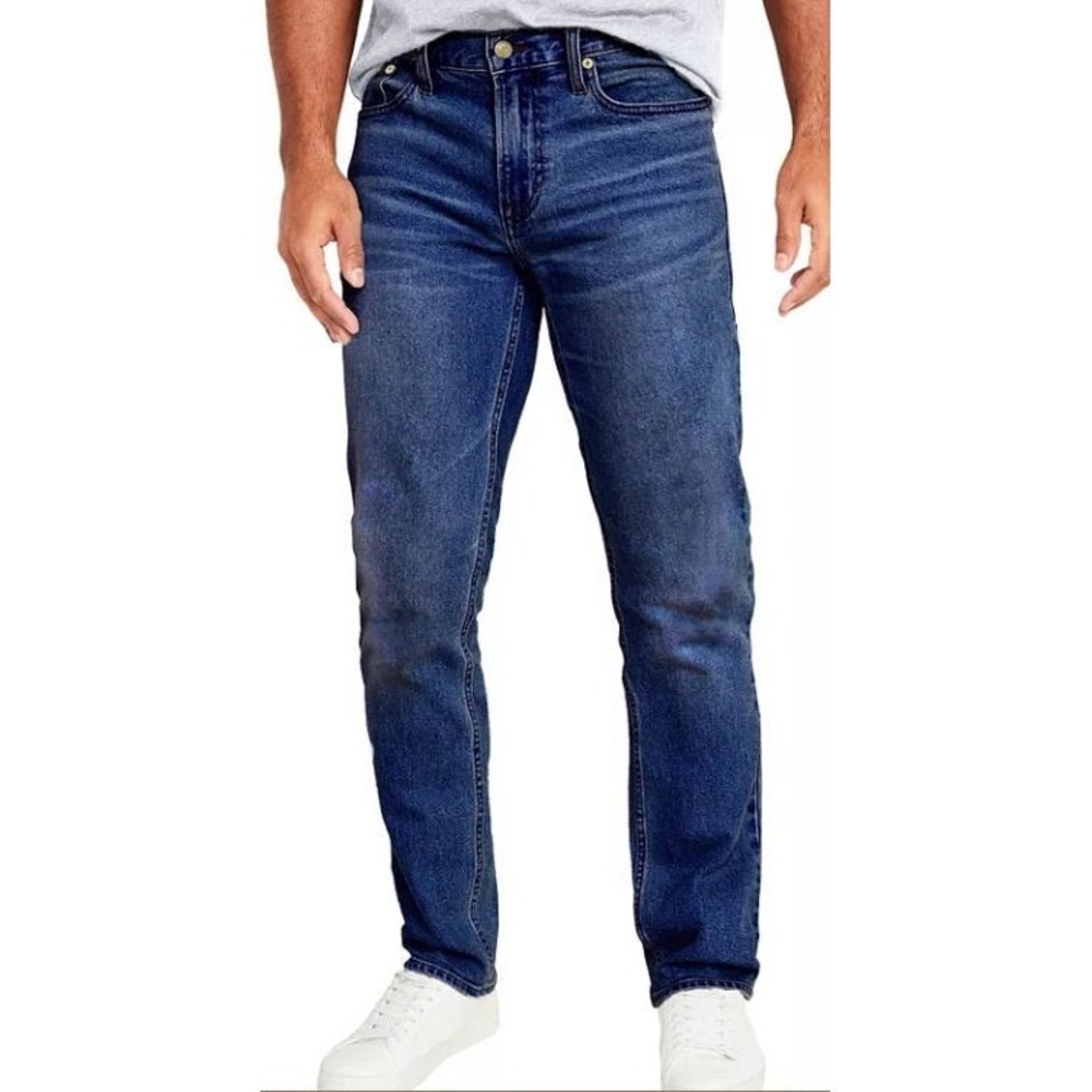 Blu Rock Men's Flex Stretch Slim Straight Jeans - Dark Wash Blue - 42Wx31L